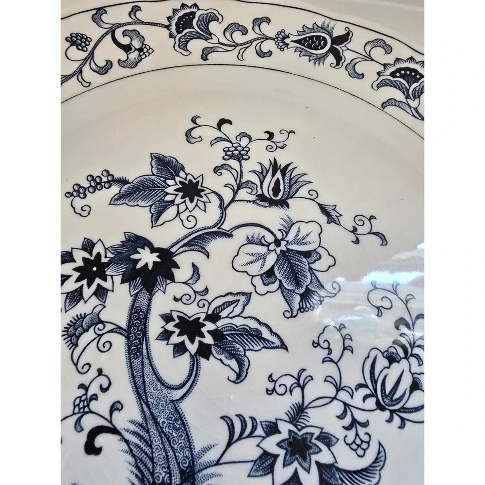 Nikko Japan Blue Peony Ironstone Scalloped Dinner Plate Floral Blue White